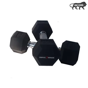 Zorex 2.5 Kg Rubber Coated Professional Hex Dumbbell Set For Home Gym (2.5x2=5 Kg)