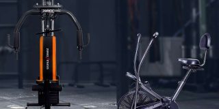 Modern room with sport equipment. Contemporary interior. Healthy lifestyle, sport, training at home concept. Stay fit. Home gym. 3D rendering